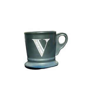 Anthropologie Black Monogram Letter V Coffee Mug Cup 12oz